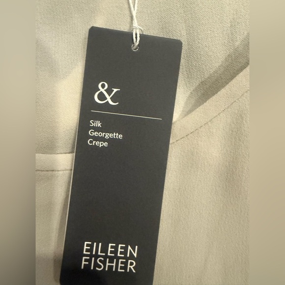 Eileen Fisher Silk Georgette Scoop Neck Tank In Bone Size PM $198 - Picture 4 of 5